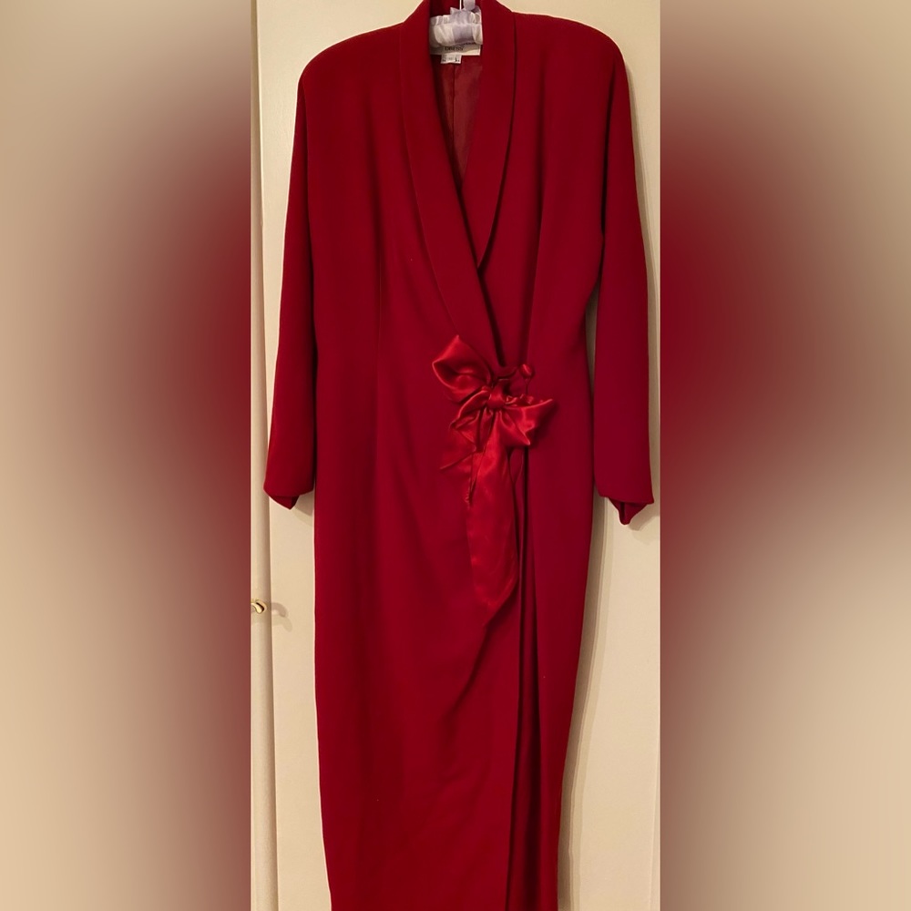 Cocktail Dress, Jones New York, Ladies Size 12, Wrap Front with Satin Bow, Lined